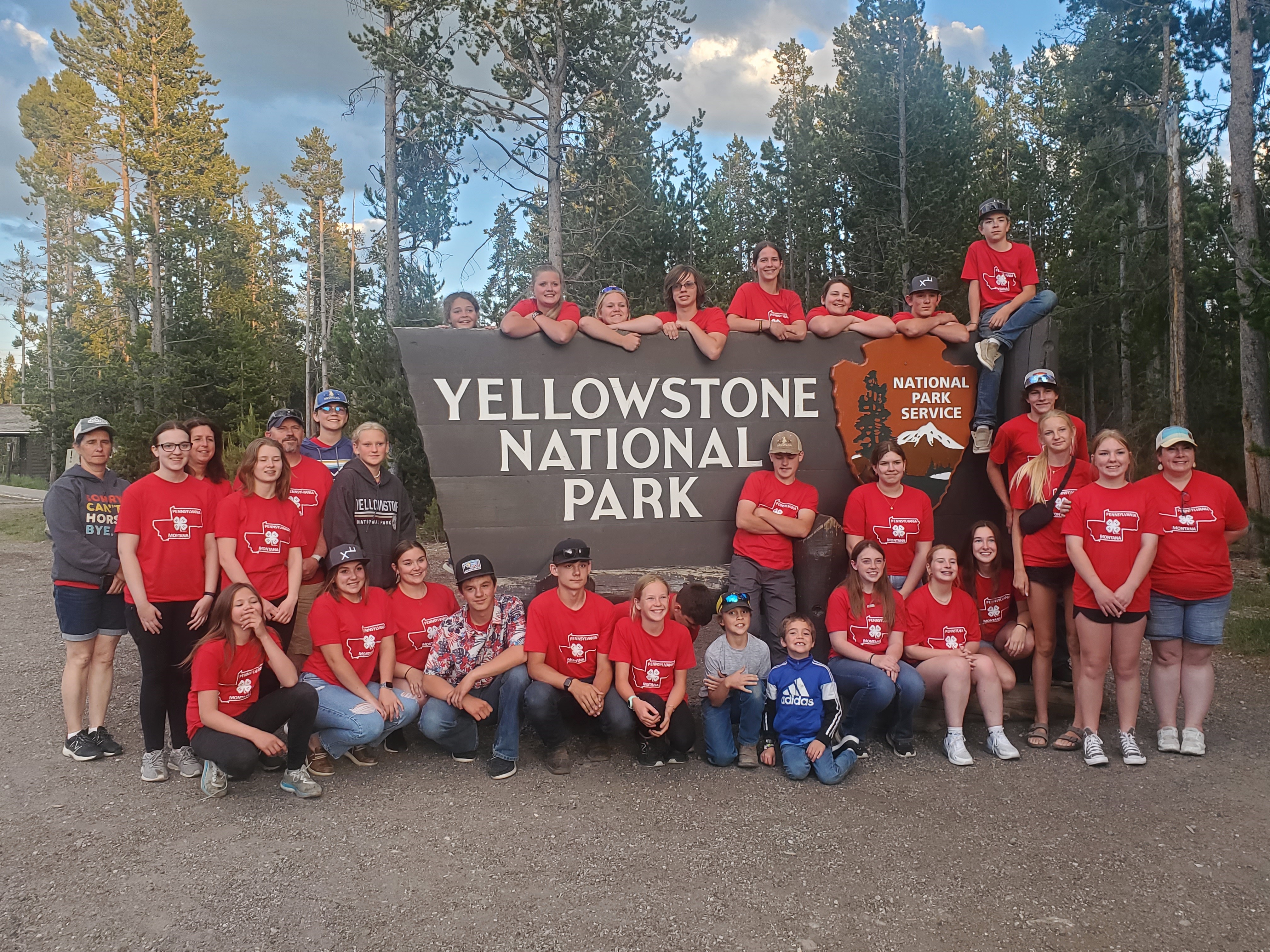 4-H Interstate Exchange participants from Montana and Pennsylvania at Yellowstone National Park.